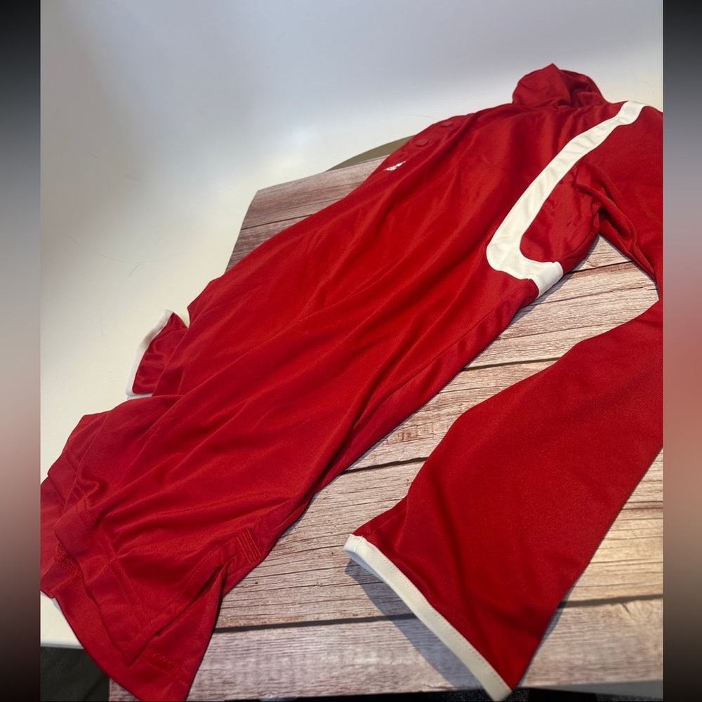 adidas Red and White Men's Athletic Long Sleeve Pullover - Picture 8 of 13